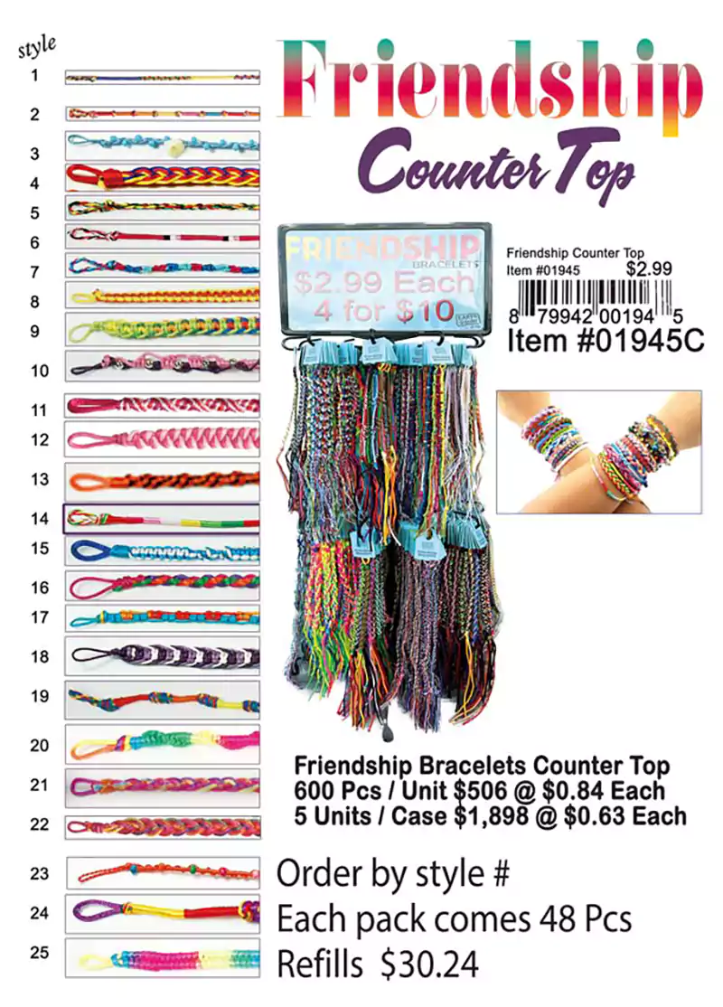 Friendship Bracelets Counter Top 600 Pcs.